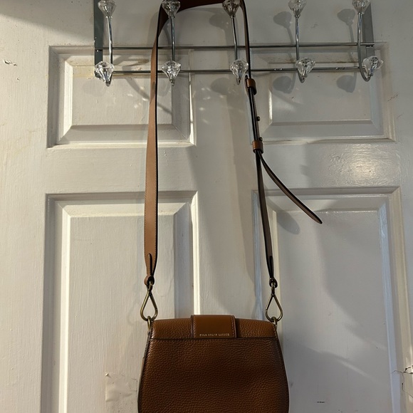 Ralph Lauren Cognac Leather Crossbody with Antique Gold Buckle - Picture 6 of 7